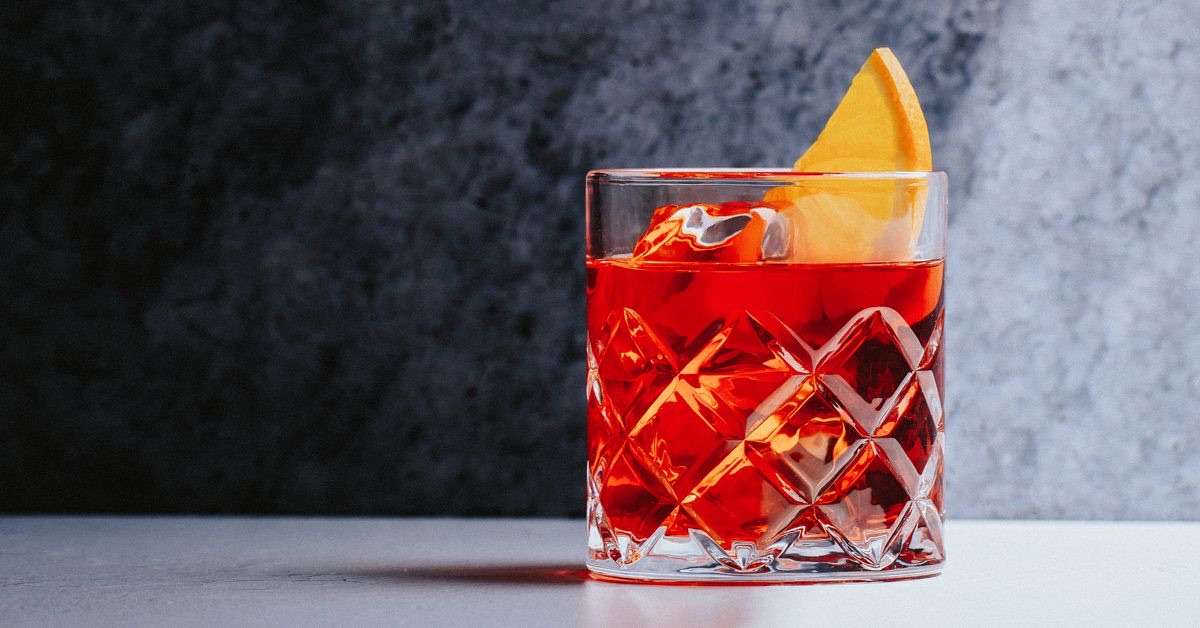 A Negroni with an orange slice
