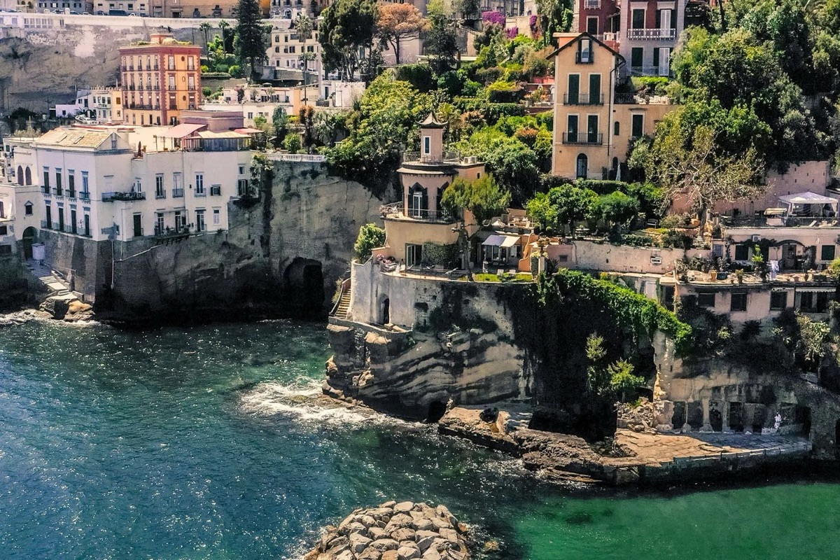 Villas on the cliffs of Posillipo above the sea